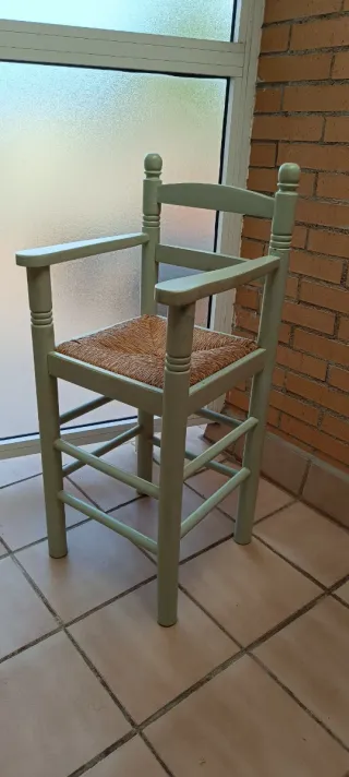 Silla Trona Madera Mimbre Niños