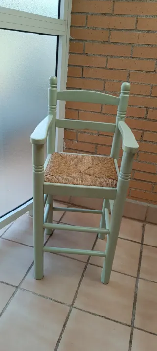 Silla Trona Madera Mimbre Niños