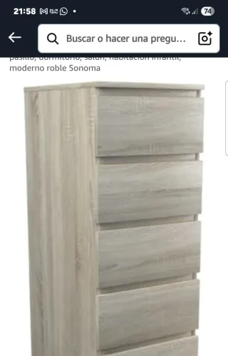 Cassettiera Sonoma in rovere a 6 cassetti