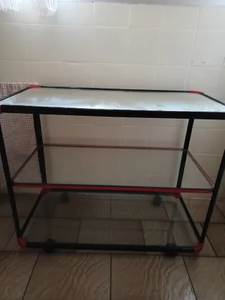 Mesa camarera cristal y metal