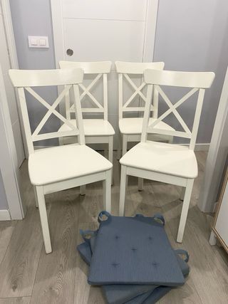 URGE 4 Sillas Comedor Ikea Madera Blanca