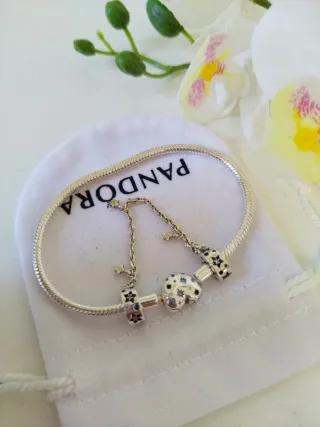 Pulsera Pandora Plata Corazón y Estrellas