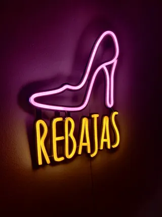 Rótulos Neón " rebajas " " Black Friday" 40x40 cm