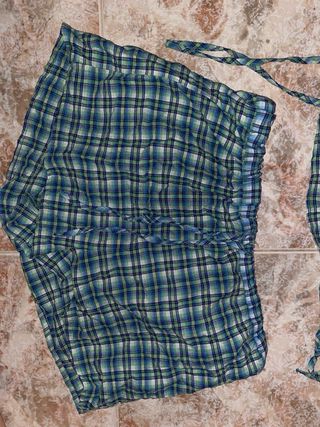 Conjunto Bershka Top y Shorts Cuadros