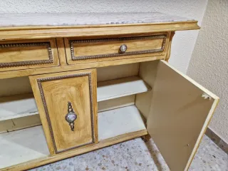 Recibidor madera y mármol años '60-'70