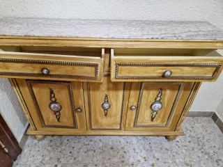 Recibidor madera y mármol años '60-'70