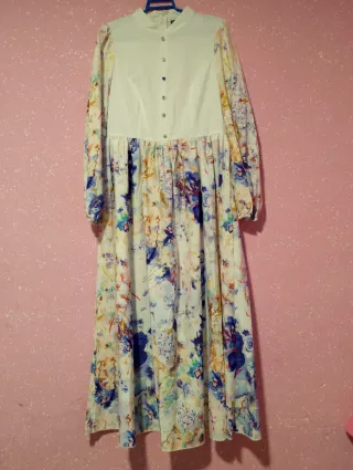 Vestido largo estampado floral blanco