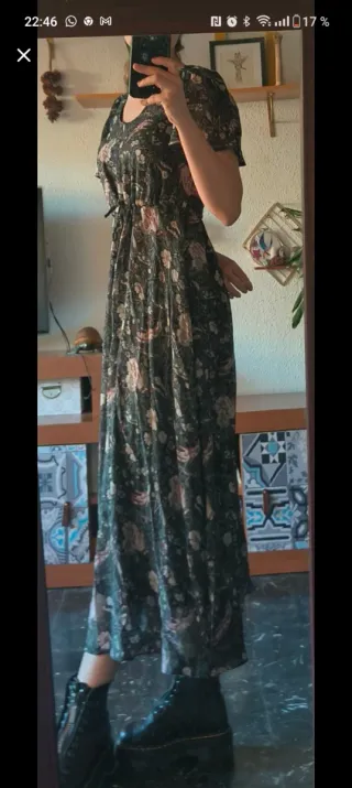 Vestido nuevo largo Disturbia XS floral oscuro