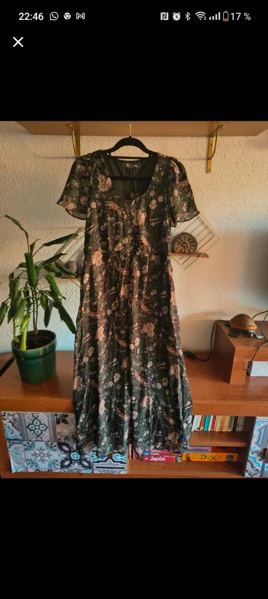 Vestido nuevo largo Disturbia XS floral oscuro