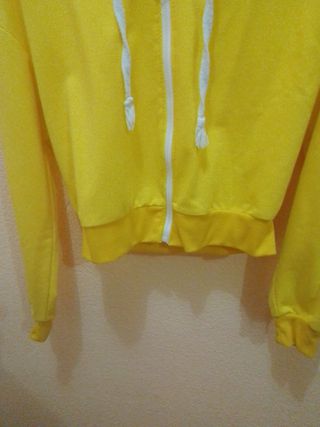 Sudadera amarilla corta cremallera mujer