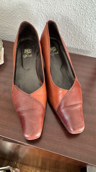 Zapatos de piel marrón bicolor Talla 36
