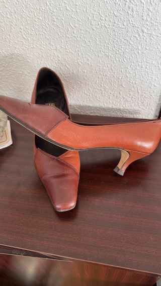 Zapatos de piel marrón bicolor Talla 36