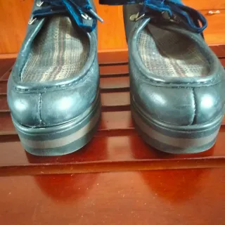 Zapato cordones piel azul T.39