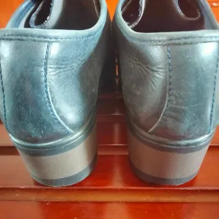 Zapato cordones piel azul T.39