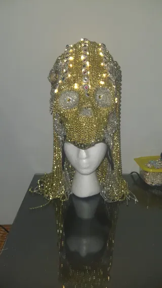 Casco Drag Queen Carnaval Calavera Brillante
