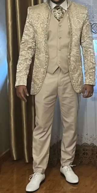 Traje Gitano Boda Beige/Oro