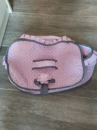 Bolso maletín infantil rosa y gris