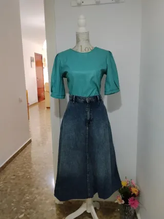 Camisa Polipiel Turquesa Vintage