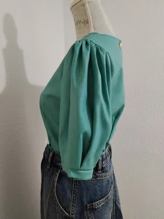 Camisa Polipiel Turquesa Vintage