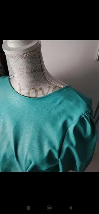 Camisa Polipiel Turquesa Vintage