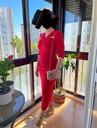 Vestido largo rojo fiesta invitada boda