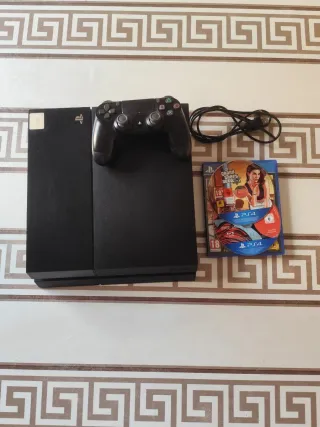 PS4 (PlayStation 4) Negra + Mando y  cables