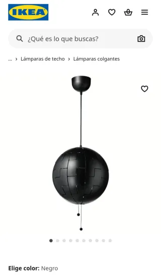 Lámpara colgante IKEA negra sin estrenar