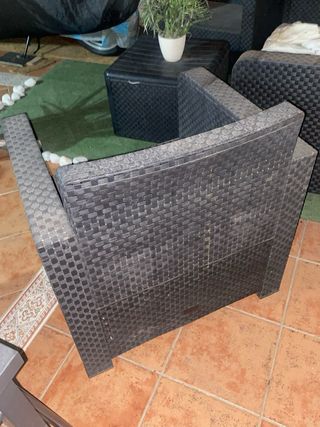 Conjunto de jardín ratán sintético con cojines 