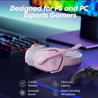 Cascos Gaming  2.4 GHz+Bluetooth 5.3 con7.1 Sonido
