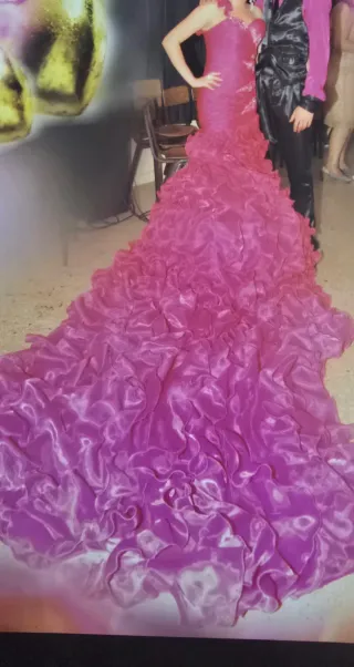 Vestido de fiesta azul y fucsia tallas 36/38 