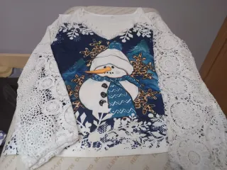 Pack de 2 Camisetas Navideñas Muñeco Nieve Encaje