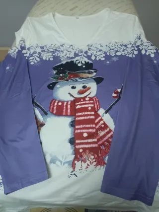 Pack de 2 Camisetas Navideñas Muñeco Nieve Encaje