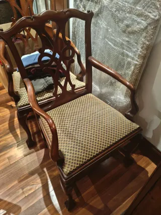 6 Sillas Comedor Antiguas Madera Tapizadas