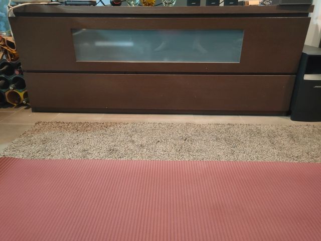 Mueble bajo TV madera y cristal