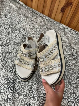 Sandalias Mou Plata/Blanco Joyas