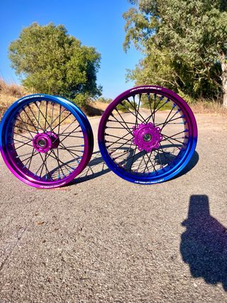 Llantas Supermotard Morado/Azul