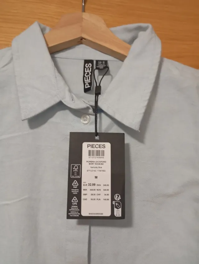 Camisa azul Pieces mujer talla M