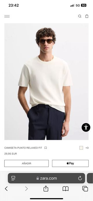 Camiseta hombre Zara Punto Talla M Beige Hombre
