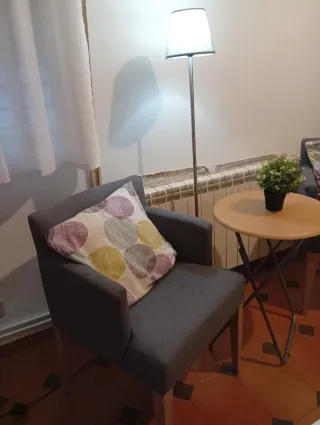 Butaca gris con cojín