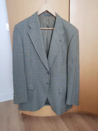 Americana caballero cuadros beige y azul