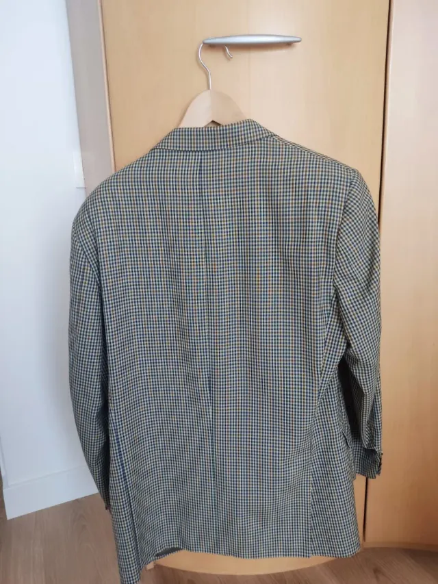 Americana caballero cuadros beige y azul