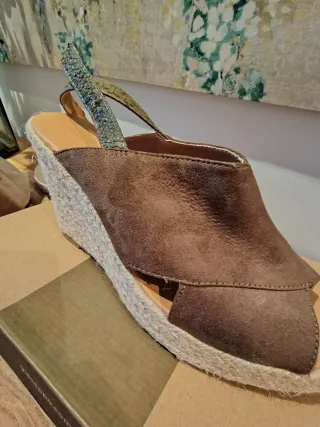 Sandalias esparto plataforma marrón/verde