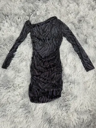 Mini abito nero e argento stampa zebra