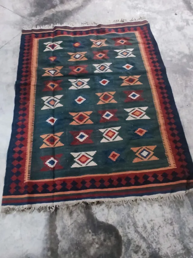 Alfombra jarapa verde multicolor