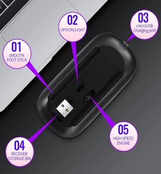 Ratón inalámbrico dual-mode recargable y silencios
