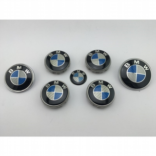 Juego de 7 emblemas BMW azul y plata carbono