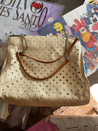 Bolso Bimba y Lola Beige/Dorado Perforado