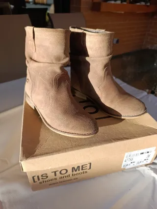 Botas bajas mujer ante beige