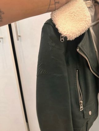 Chaqueta Zara Piel Sintética Verde