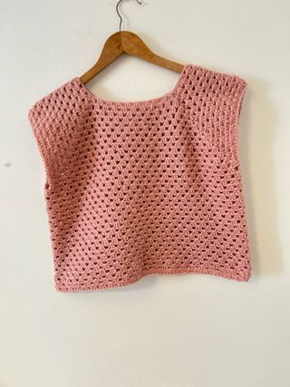 Chaleco ganchillo artesanal rosa talla única